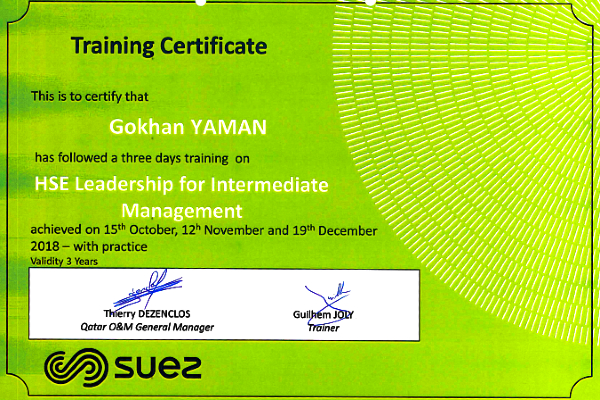 HSE Leadership Training for Intermediate Management Certificate - 2018-2021