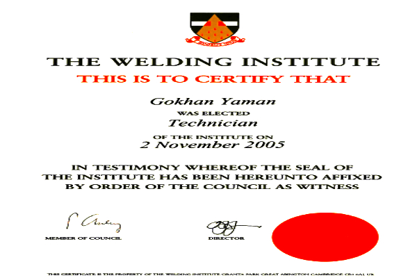 The Welding Institute- Technician – 2005